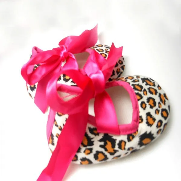 0-18M Toddler Baby Girls Leopard Ribbon Soft Sole Crib Shoes Sneaker Infant First WalkersSM6