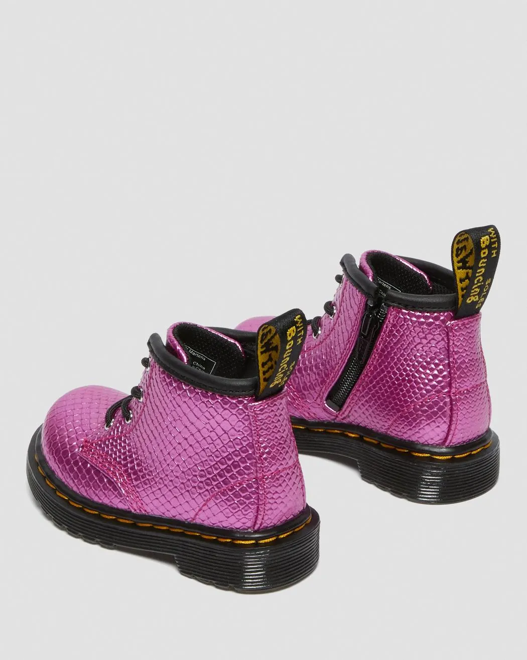 1460 Infant Reptile Embossed Pink Baby Boots