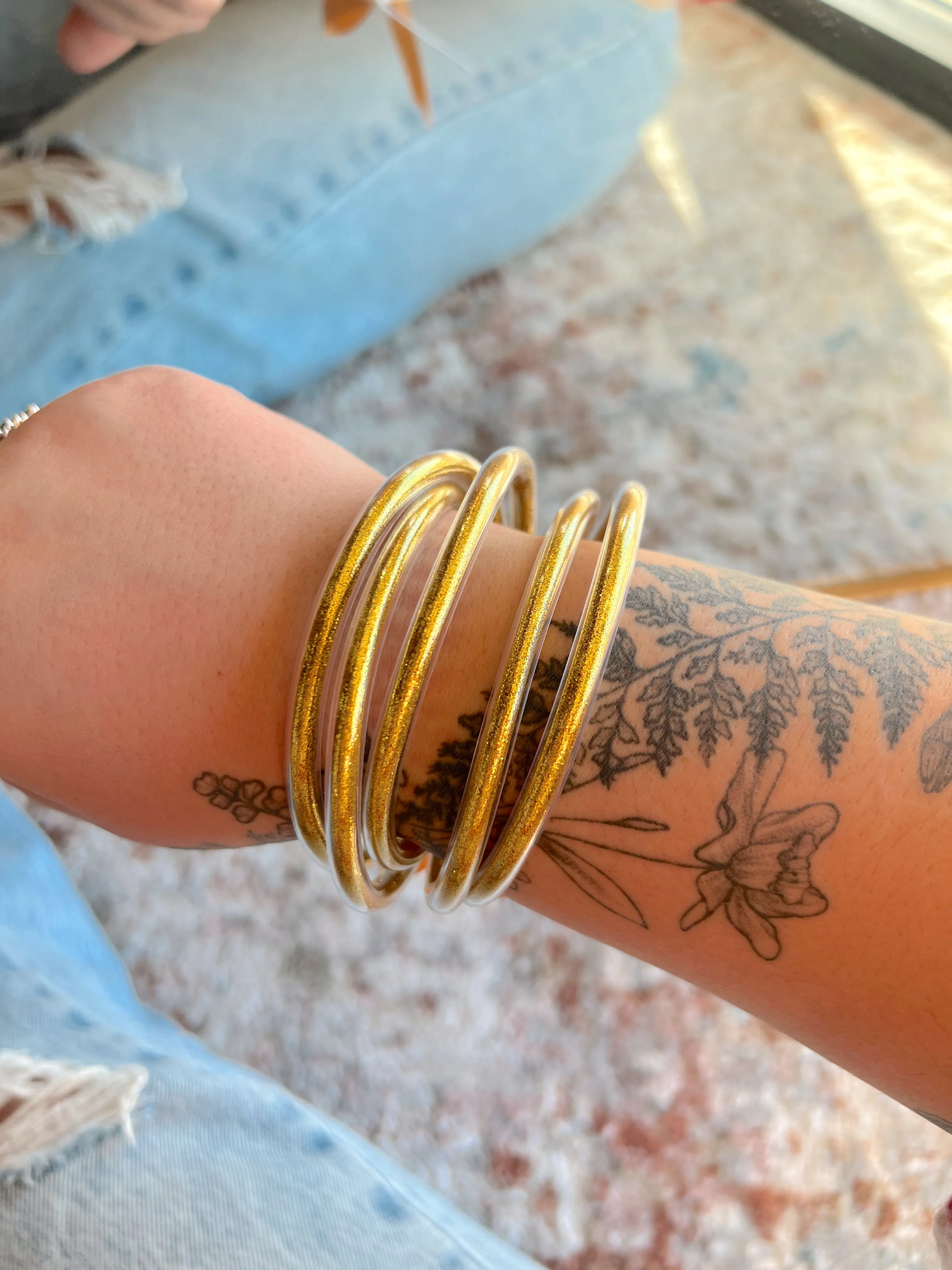 5 Piece Gold Glitter Bangles