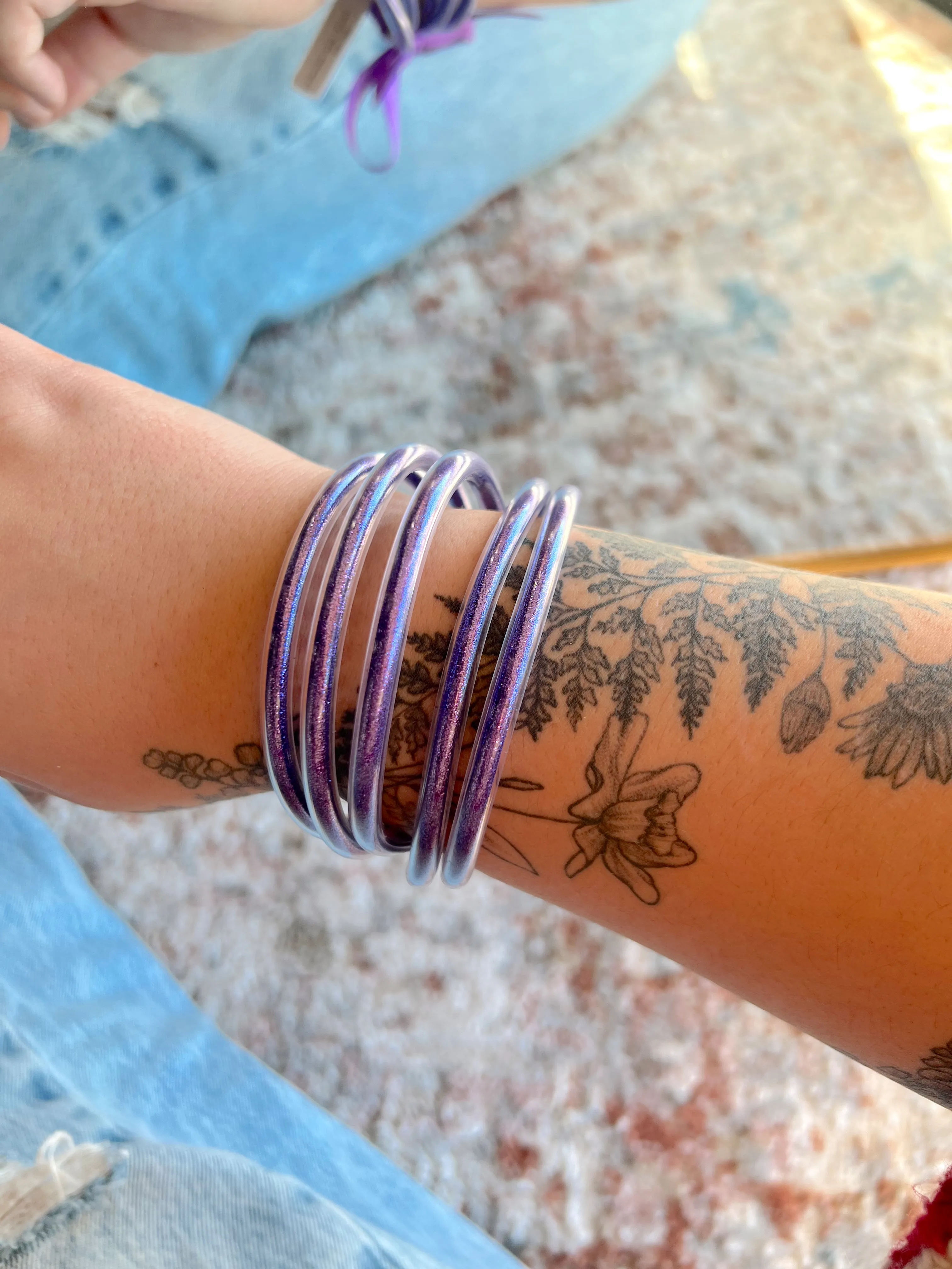 5 Piece Purple Glitter Bangles