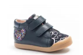 Acebos Navy Heart Velcro Baby Sneaker