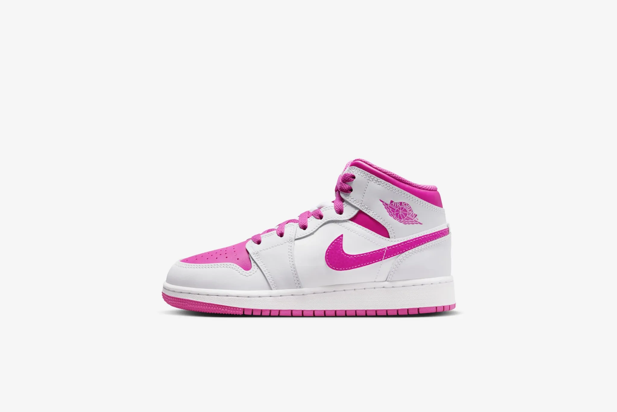 Air Jordan 1 Mid GS - Iris Whisper/ Fire Pink-White