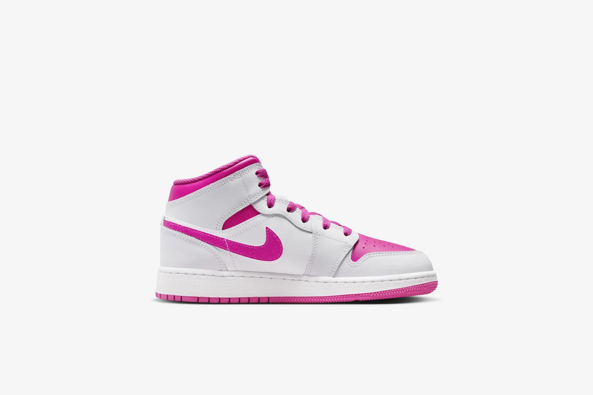 Air Jordan 1 Mid GS - Iris Whisper/ Fire Pink-White