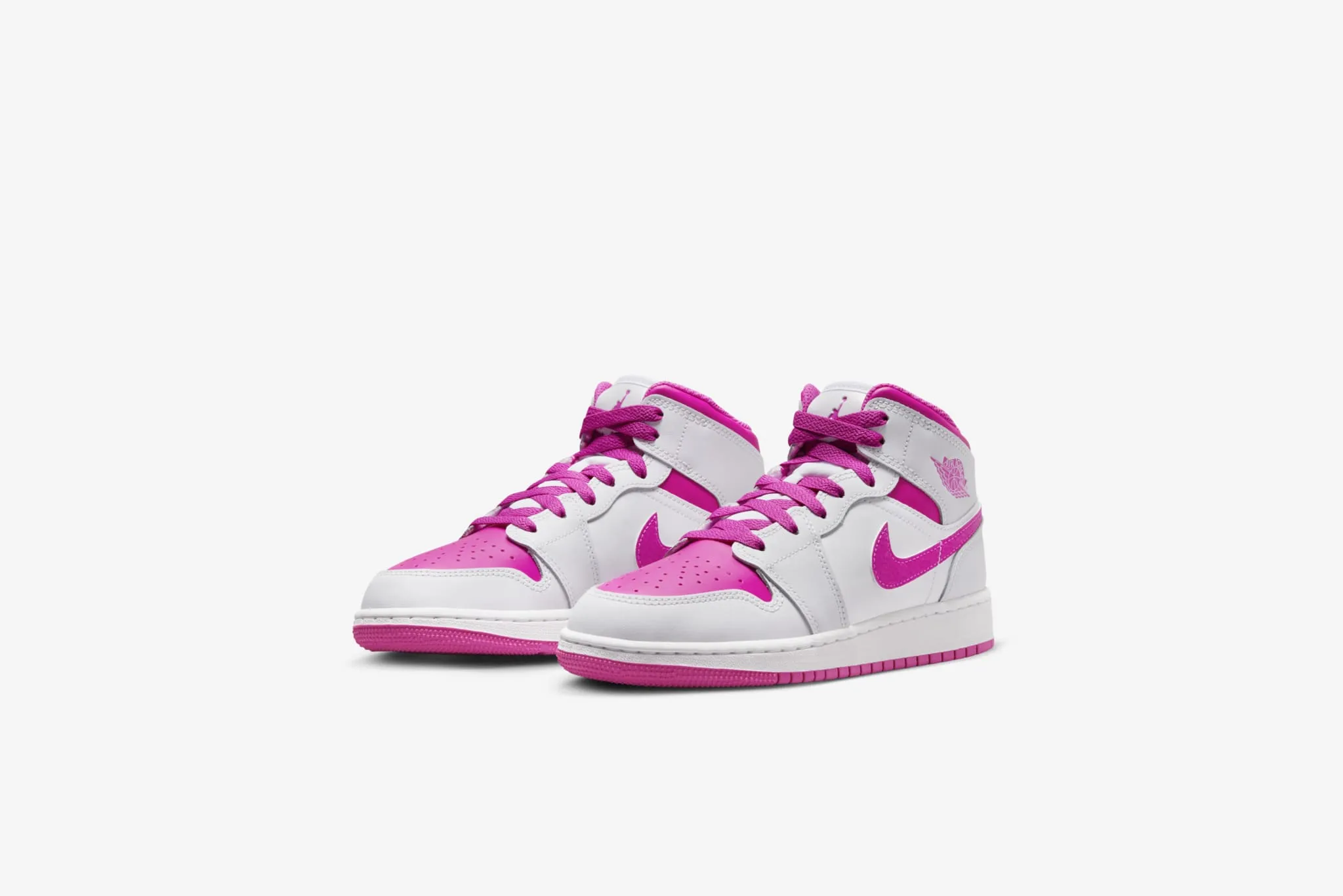 Air Jordan 1 Mid GS - Iris Whisper/ Fire Pink-White