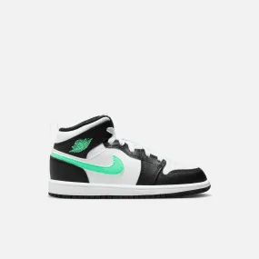 Air Jordan Kids' 1 Mid Glow Green (PS)