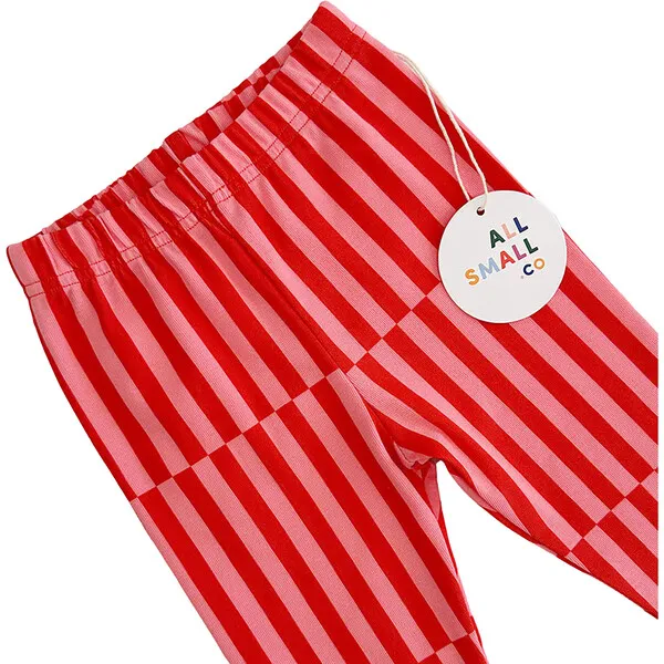 All Small Co Patch Striped Elastic Waist Pocket Leggings, Red