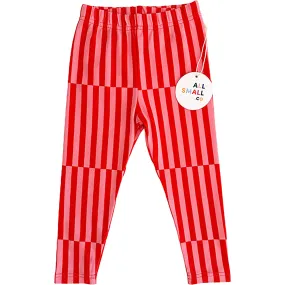 All Small Co Patch Striped Elastic Waist Pocket Leggings, Red