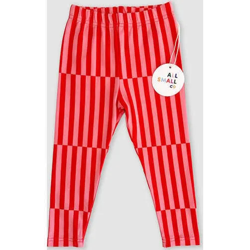 All Small Co Patch Striped Elastic Waist Pocket Leggings, Red