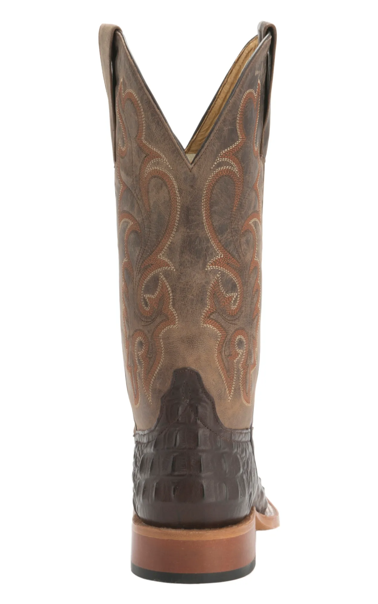 Anderson Bean Kids Chocolate Croc Print Square Toe Cowboy Boots