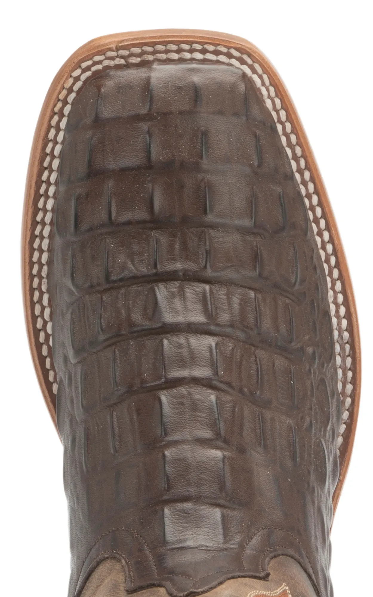 Anderson Bean Kids Chocolate Croc Print Square Toe Cowboy Boots