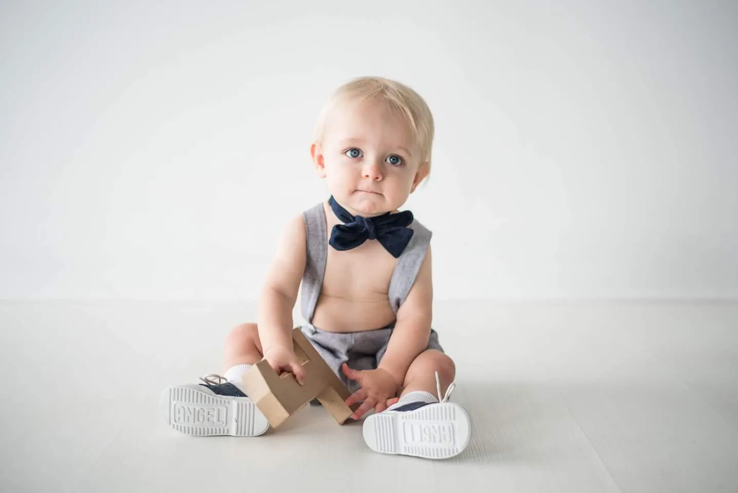 Angel Baby Boys 2342 White Navy Lace Up Oxfords