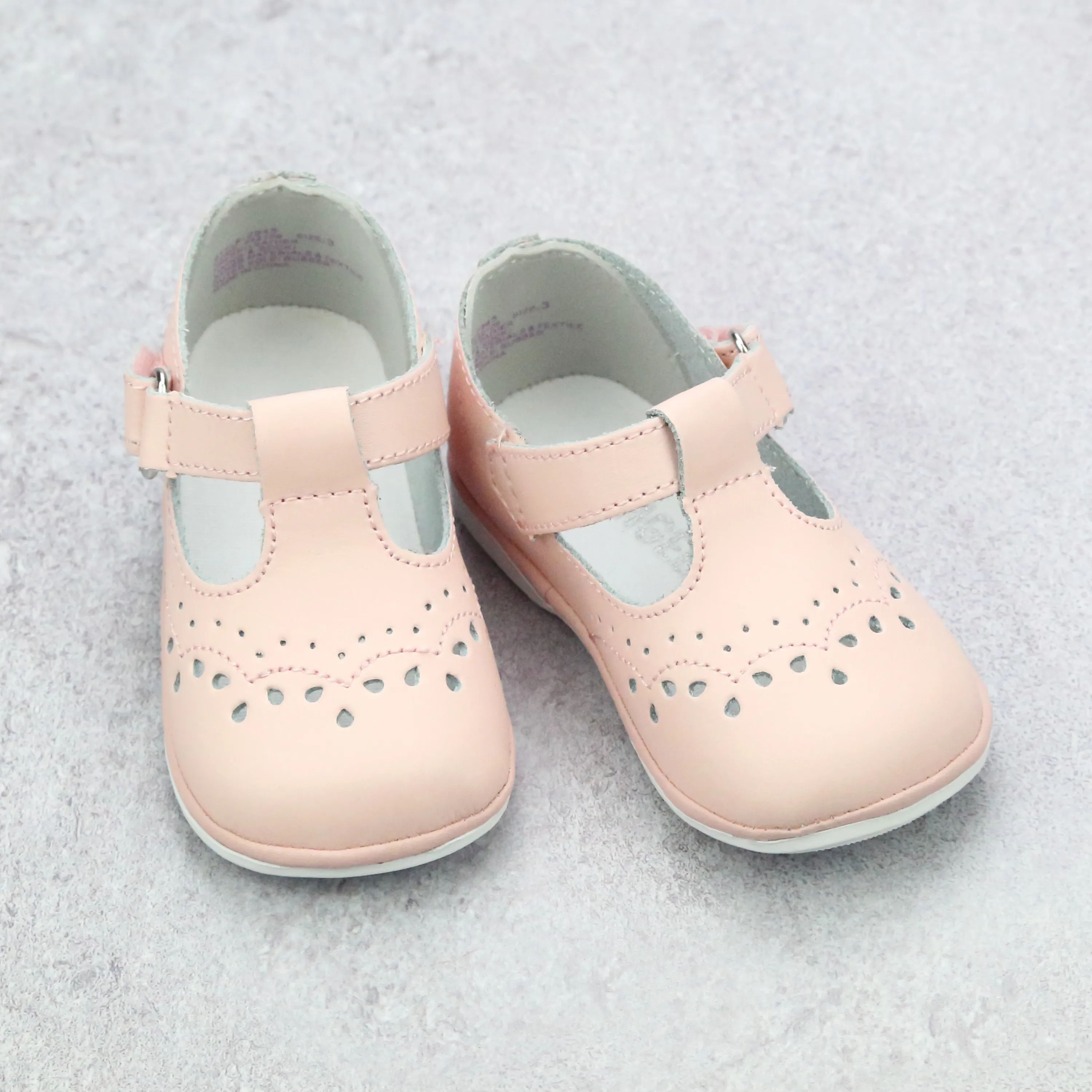 Angel Baby Girls Pink Leather T-Strap Mary Janes