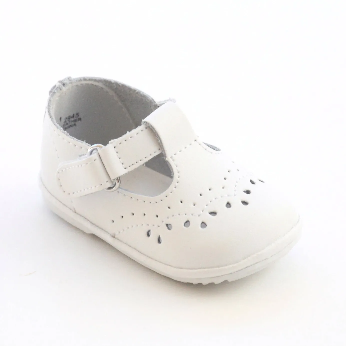 Angel Baby Girls White Leather T-Strap Mary Janes