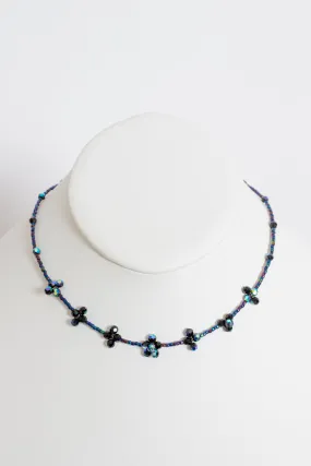 Aurora Borealis Jet Blue Necklace