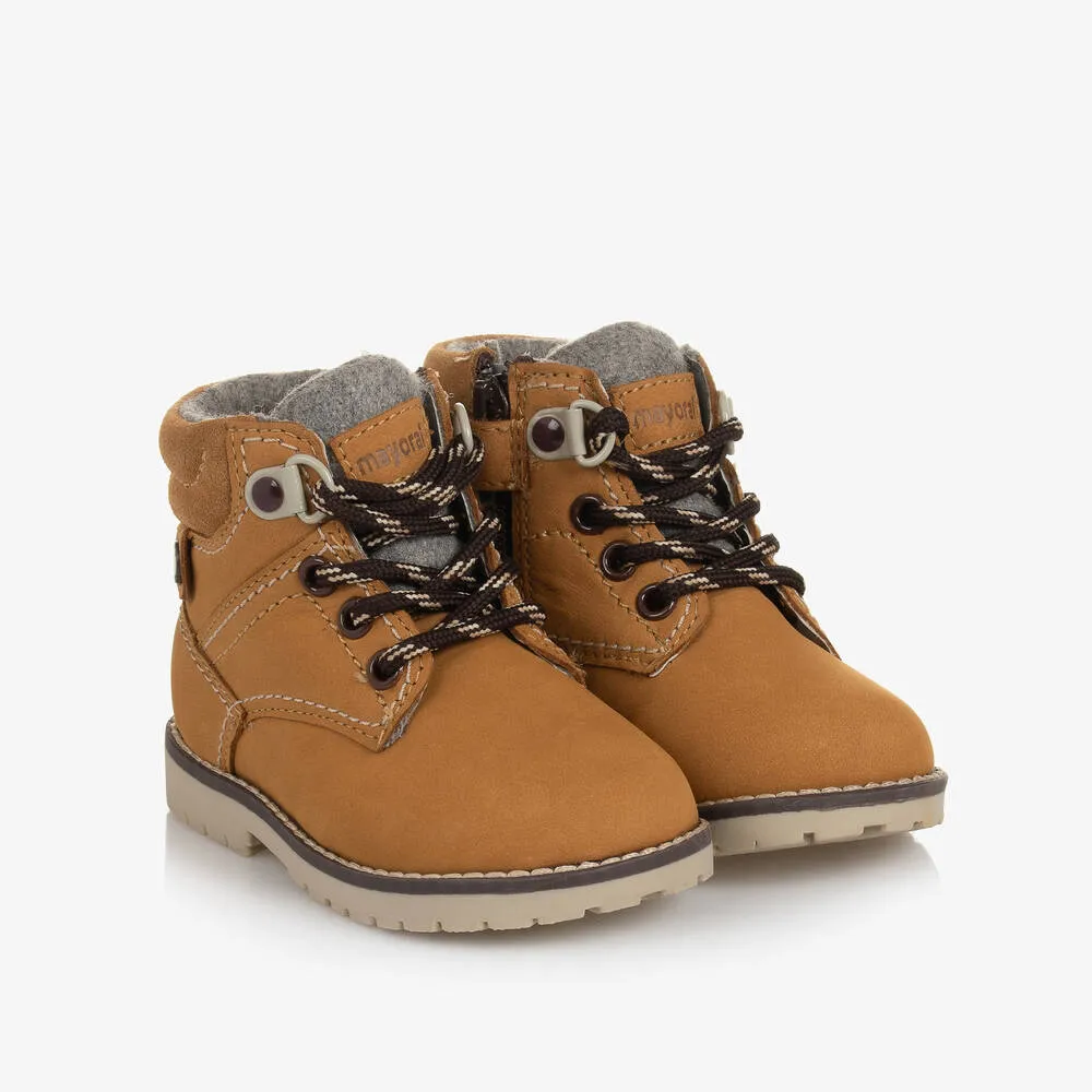 Baby Boys Tan Brown Leather Boots