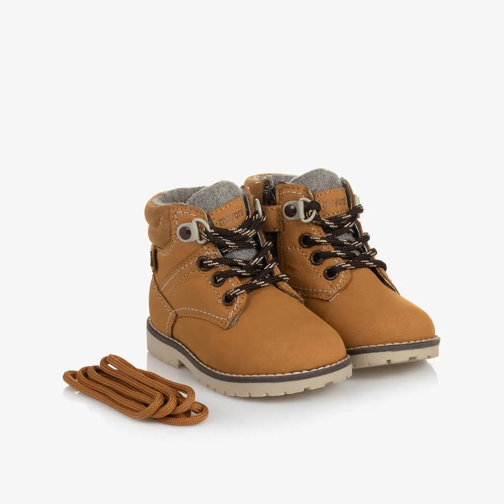 Baby Boys Tan Brown Leather Boots