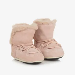 Baby Girls Pink Suede Moon Boots