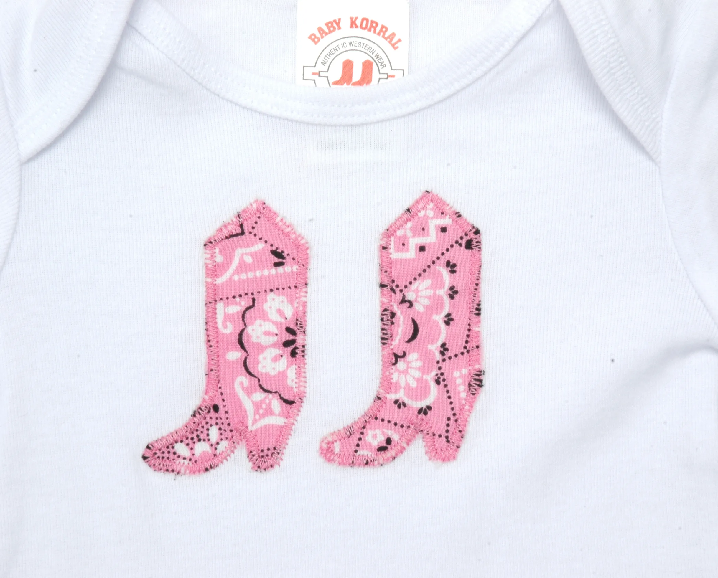 Baby Korral White and Pink Bandanna Onesie