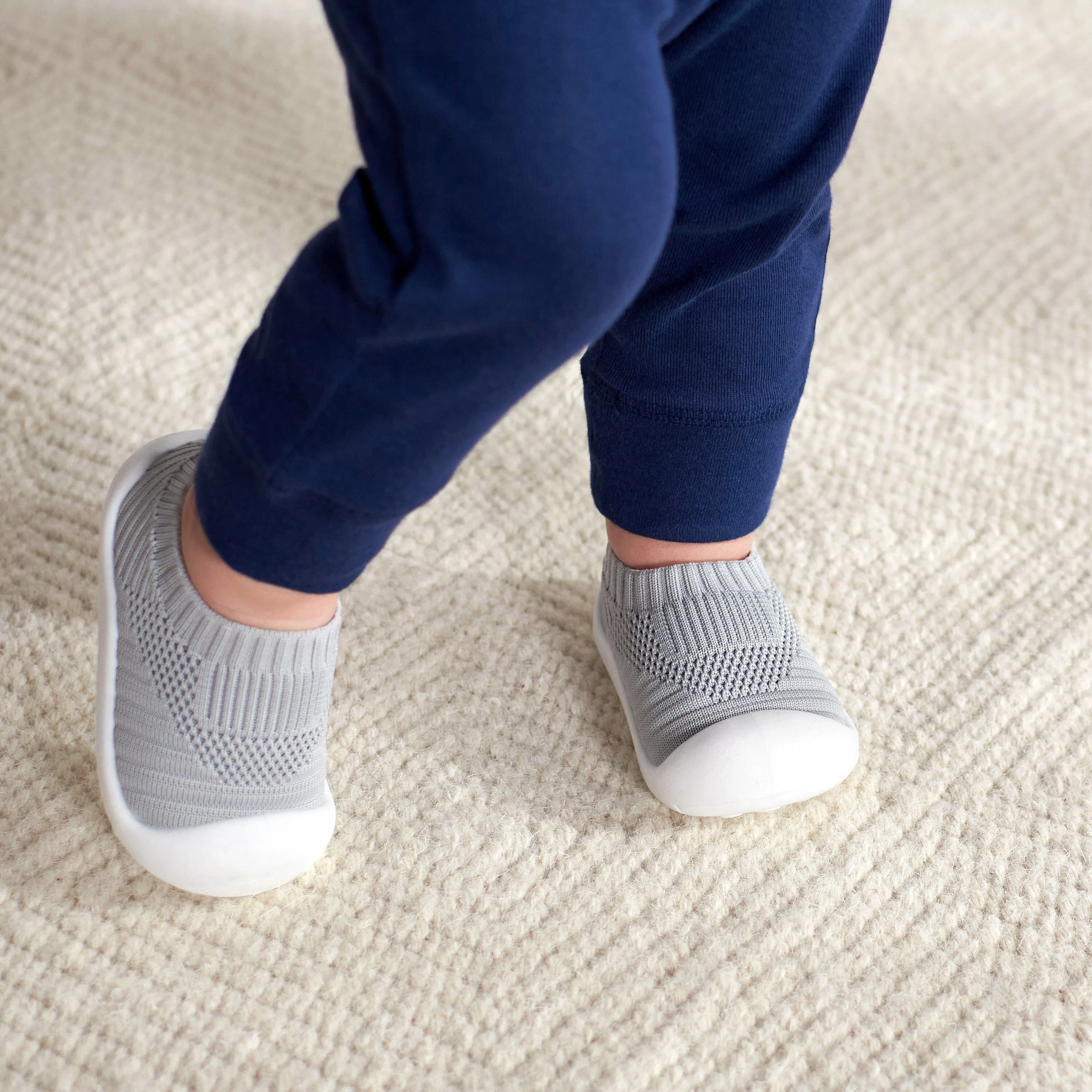 Baby Neutral Gray Stretchy Knit Slip-On Sneaker