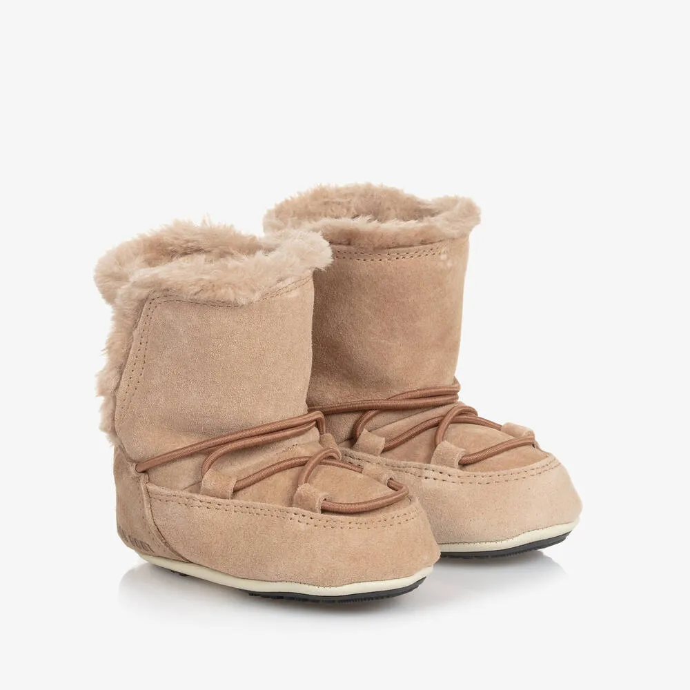 Beige Suede Baby Moon Boots