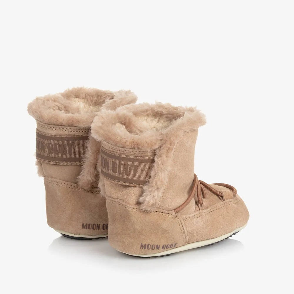 Beige Suede Baby Moon Boots