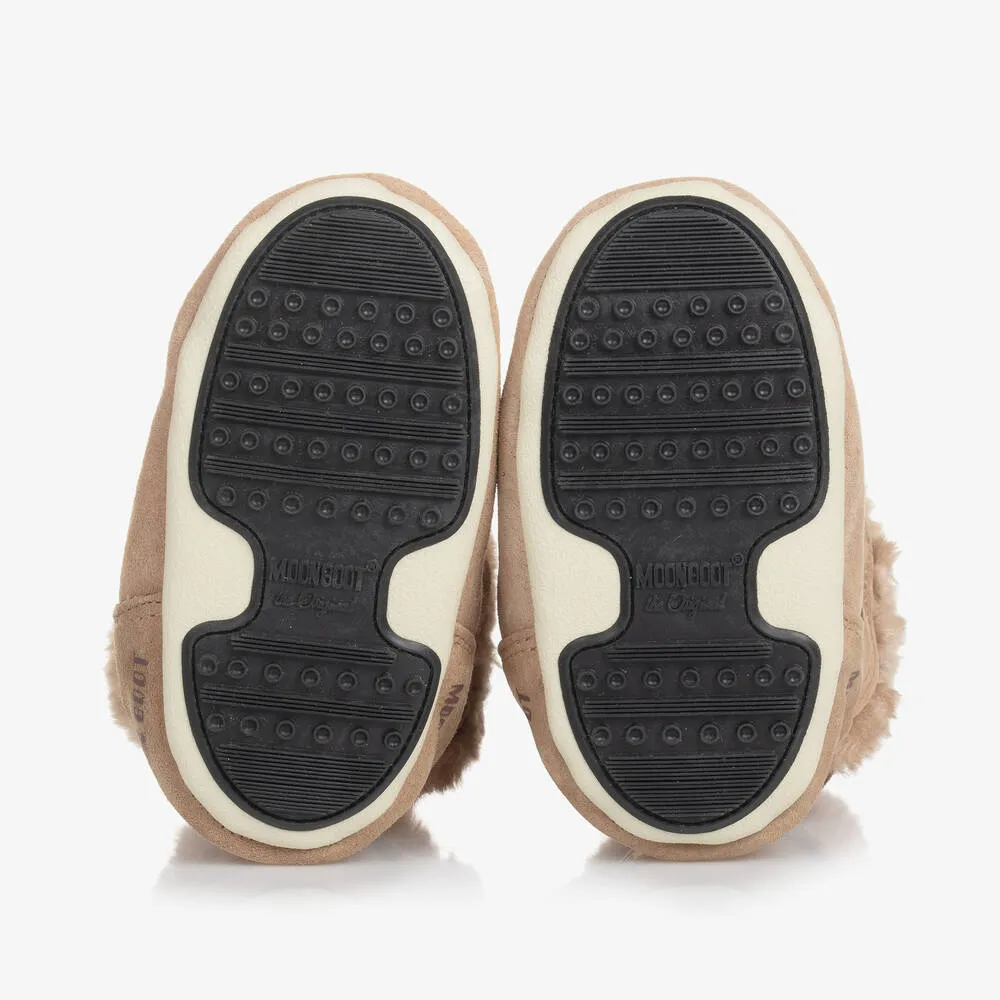 Beige Suede Baby Moon Boots