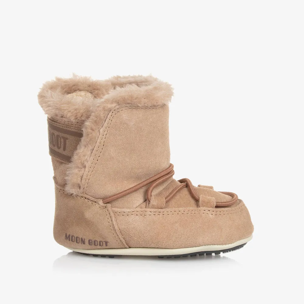 Beige Suede Baby Moon Boots