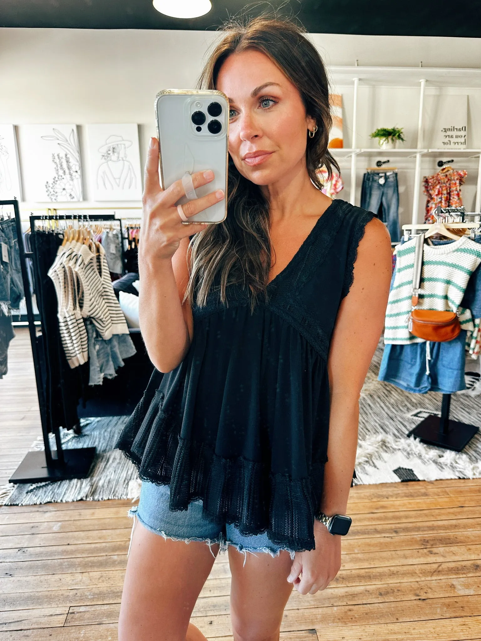 Black Lace Sleeveless Top