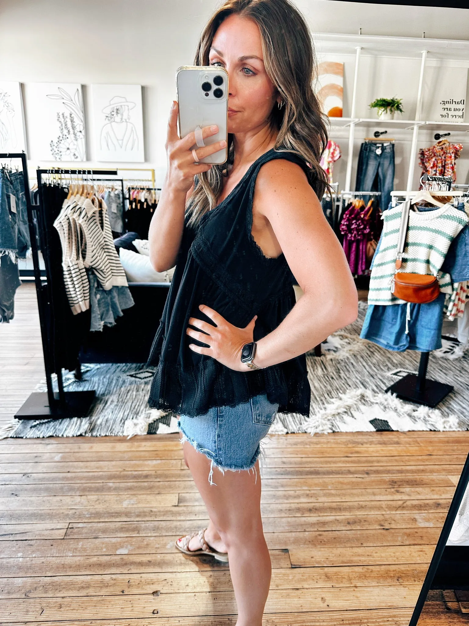 Black Lace Sleeveless Top