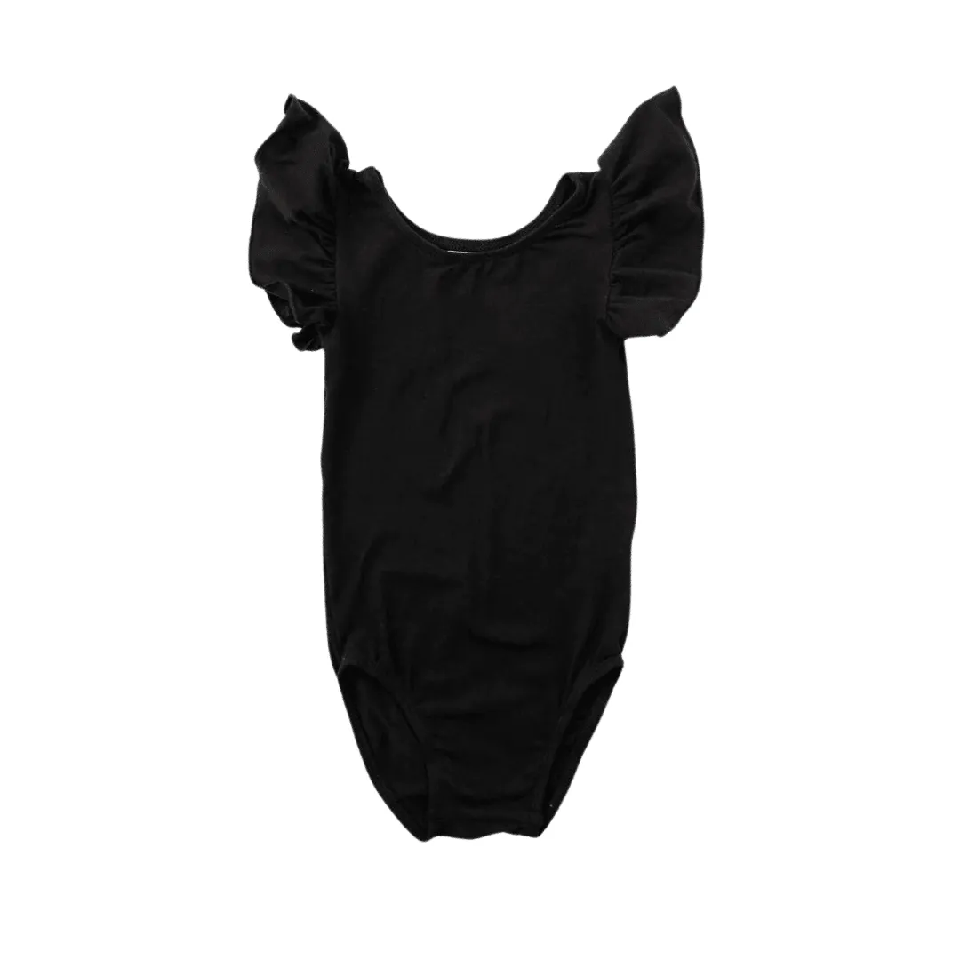 Black Short Sleeve Flutter Leotard