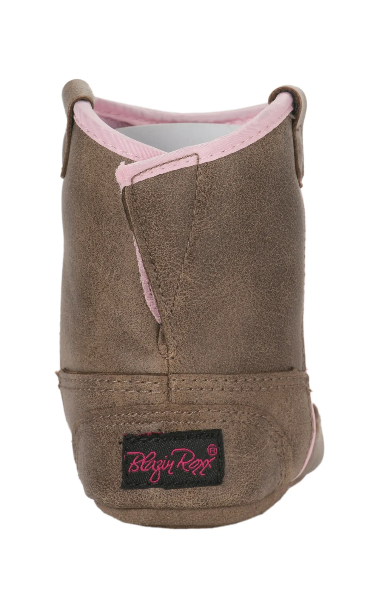 Blazin Roxx Infant Gracie Baby Bucker Tan with Pink Cross Embroidery Cowboy Boots