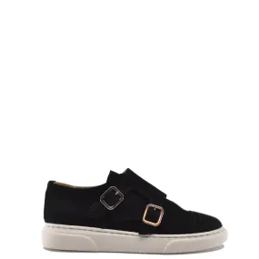 Blublonc Black Suede Double Monk Dress Sneaker