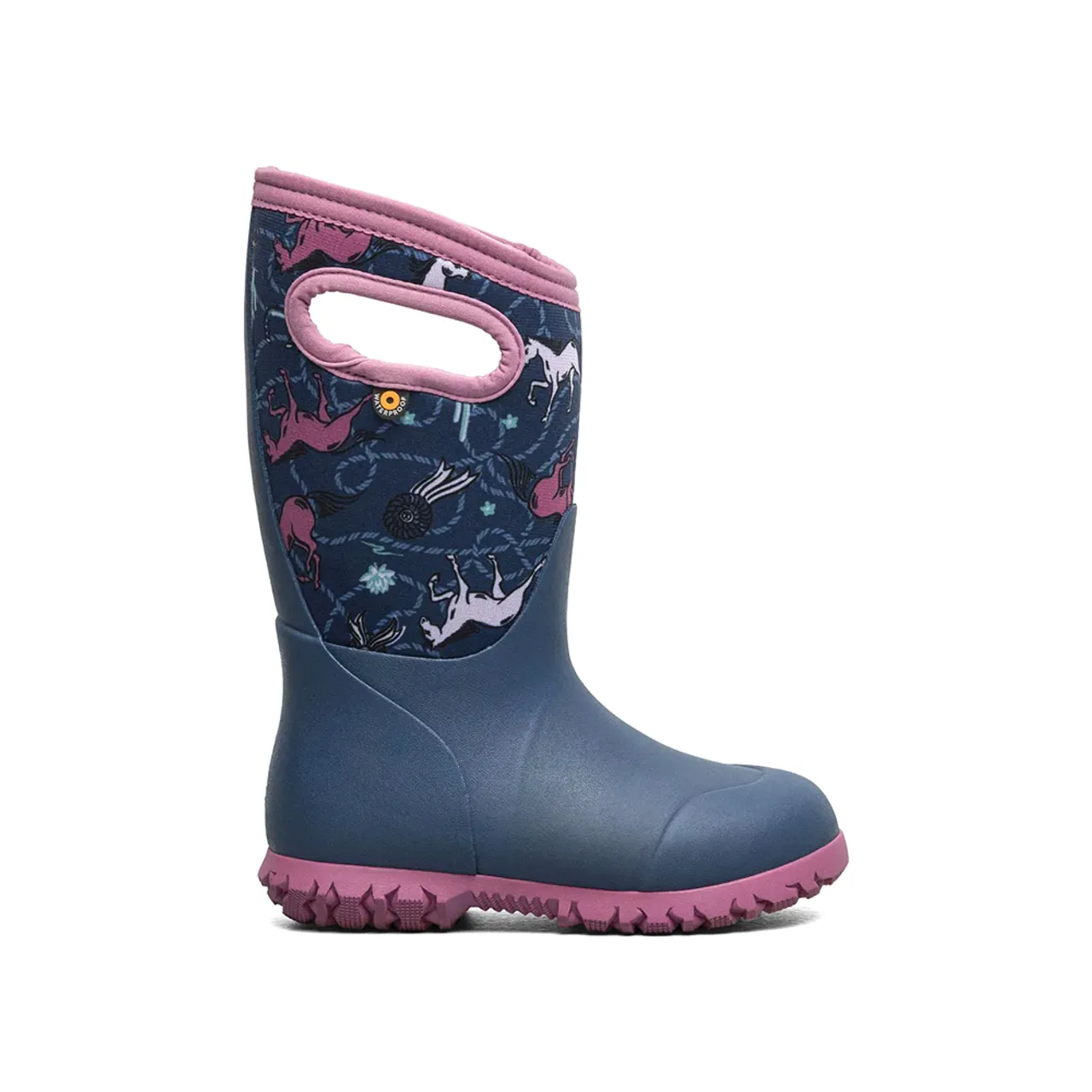 BOGS Kid's Rain Boots York Horses Indigo Multi 24FW