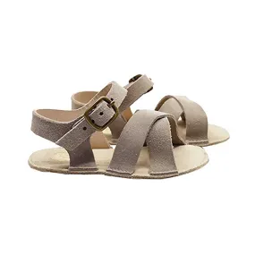 Bonpoint Baby Leo Leather Sandals Mid Grey