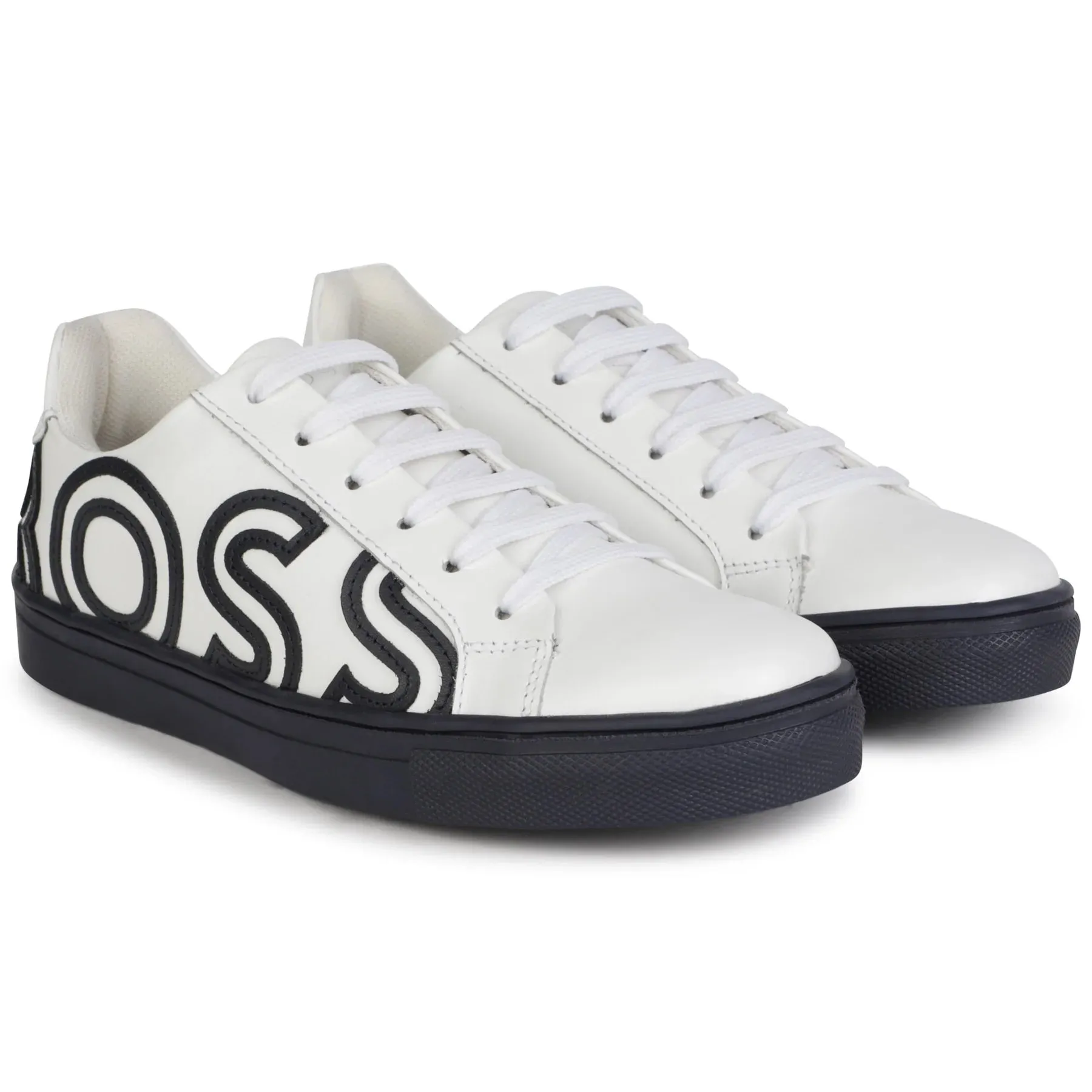 BOSS Kids WHITE NAVY LOGO LACE SNEAKER