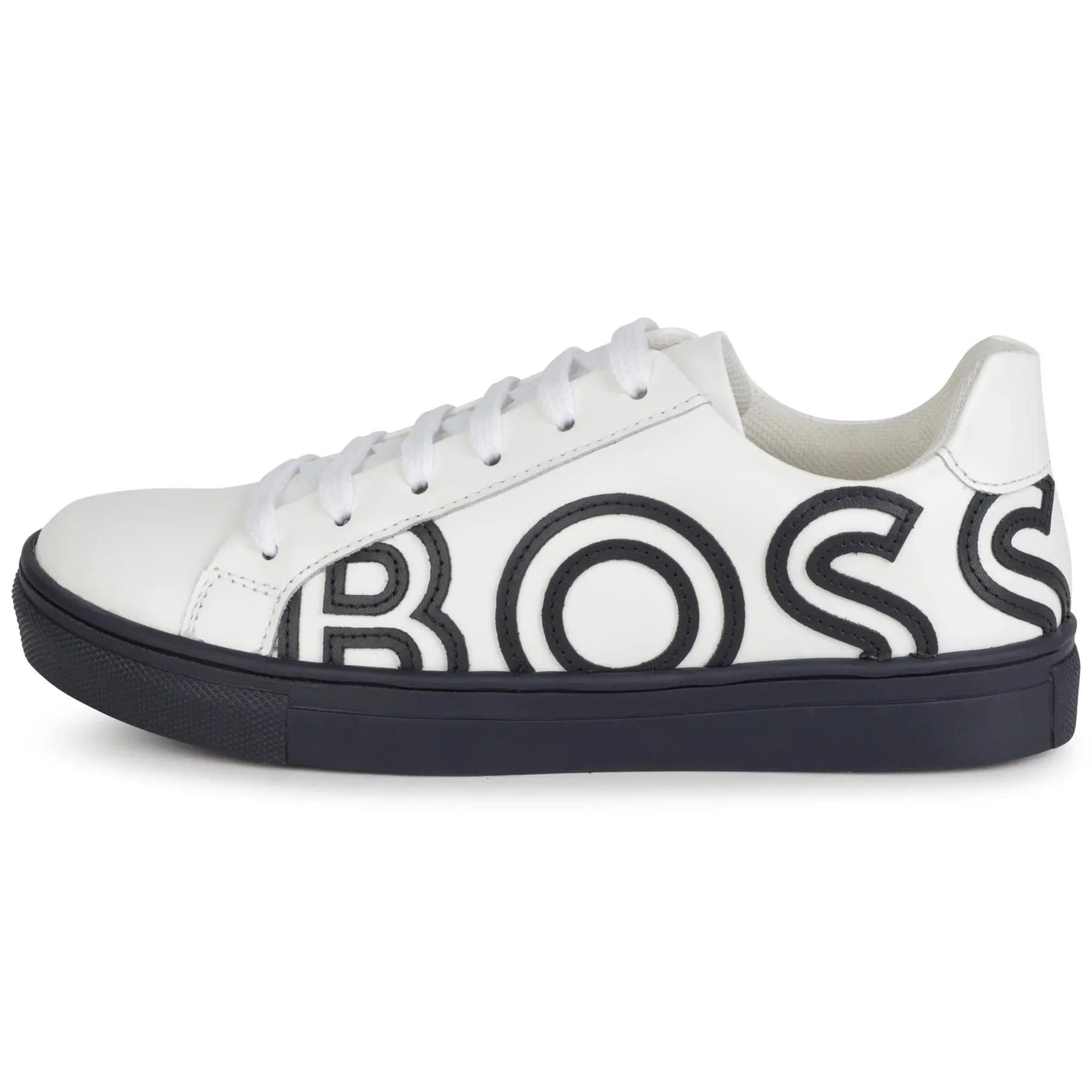 BOSS Kids WHITE NAVY LOGO LACE SNEAKER