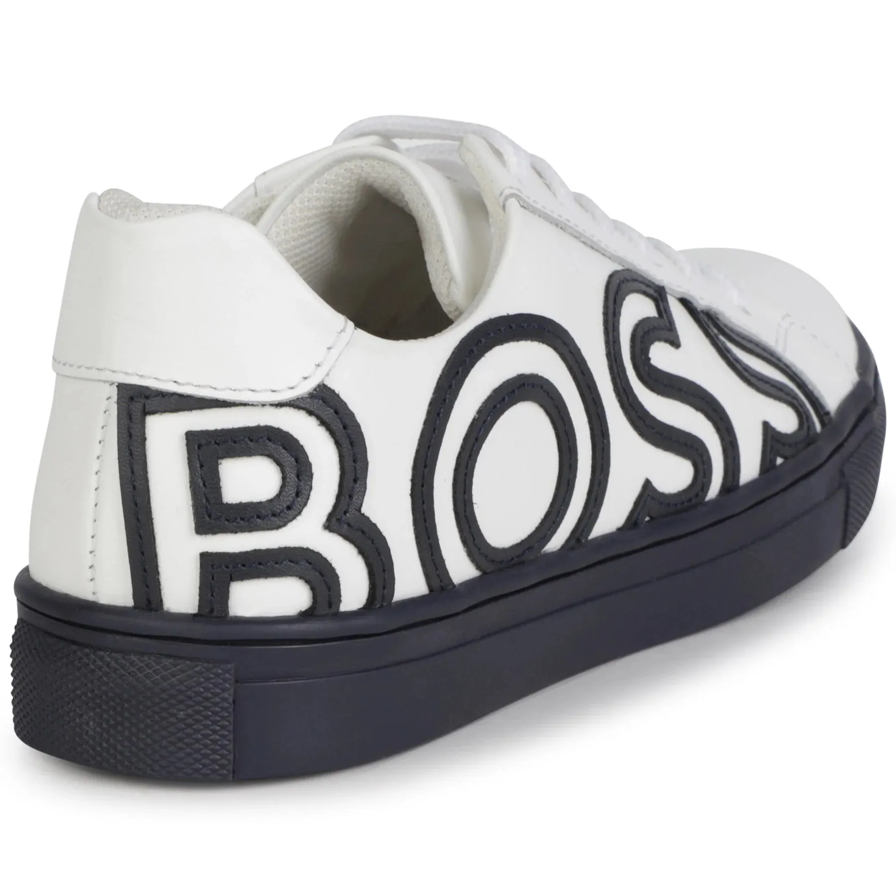 BOSS Kids WHITE NAVY LOGO LACE SNEAKER