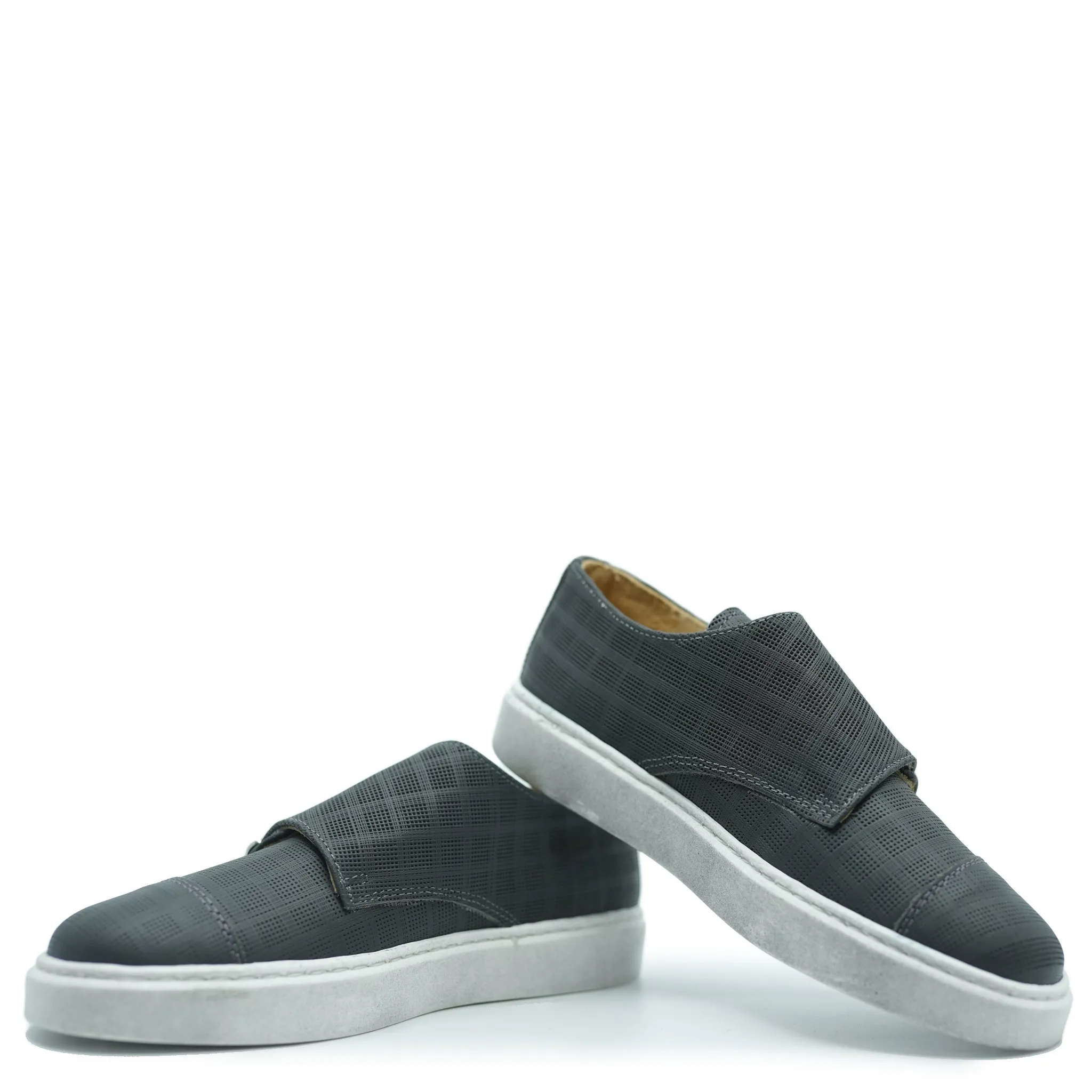 Brunellis Gray Textured Velcro Dress Sneaker