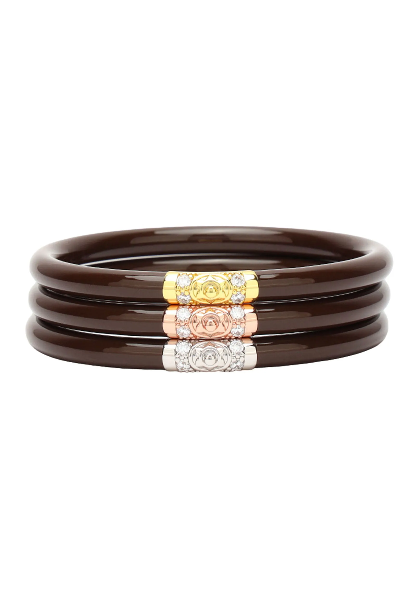 BUDHAGIRL Three Kings All Weather Bangles in Chocolate