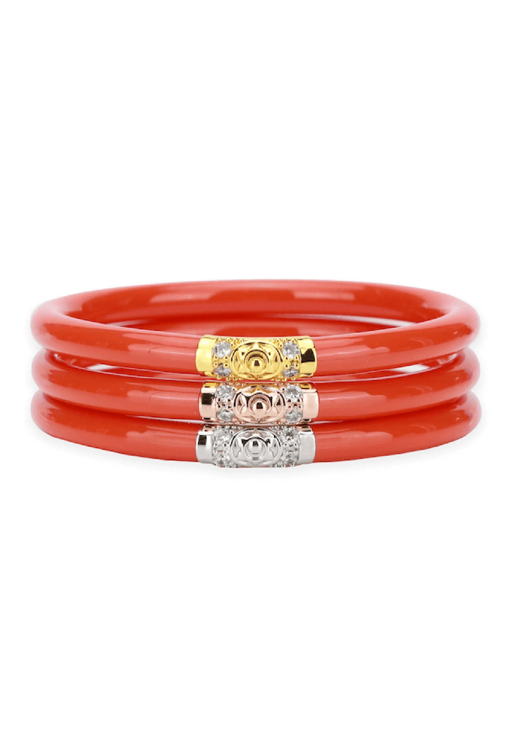 BUDHAGIRL Three Kings All Weather Bangles in Coral