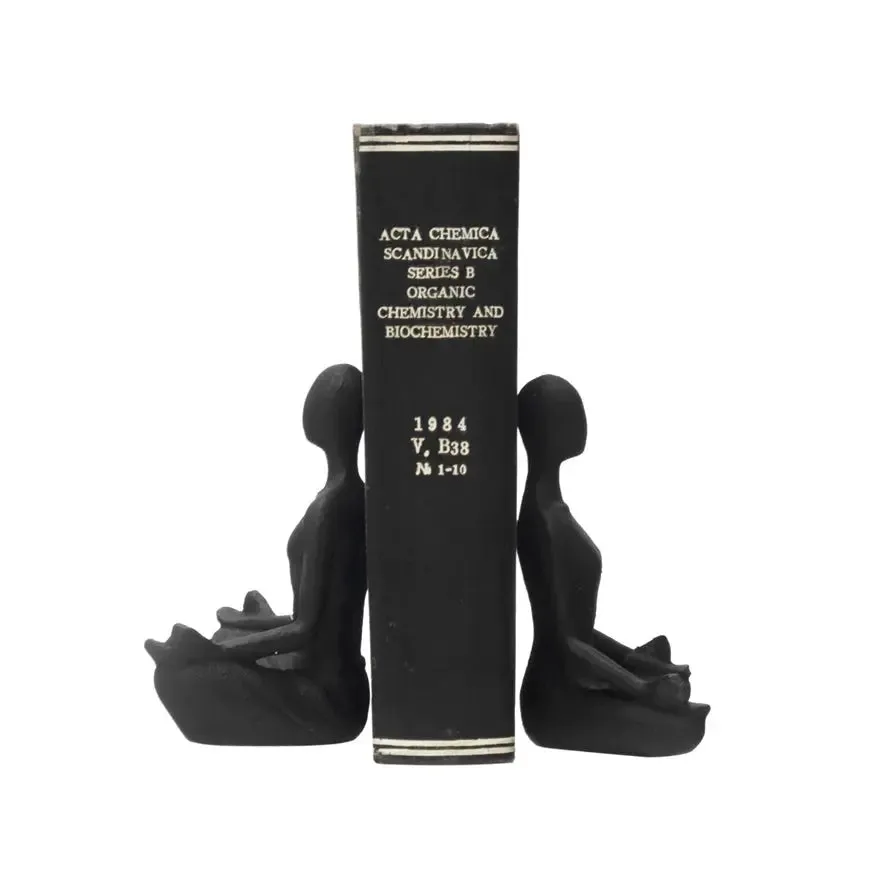 Cast Iron Yoga Woman Bookend Set