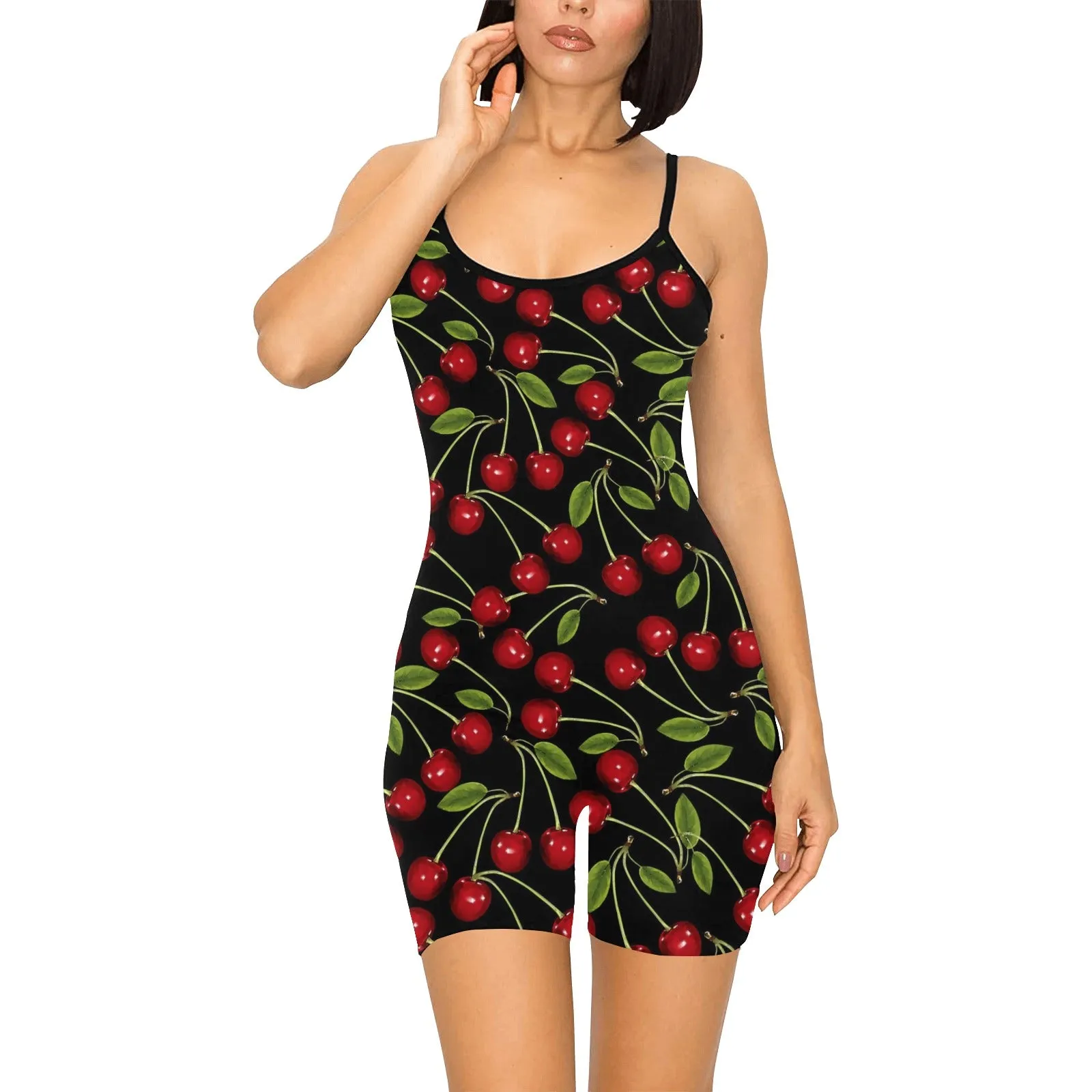 CHERRY BOMB PRINT 3 Women's Short Yoga Bodysuit