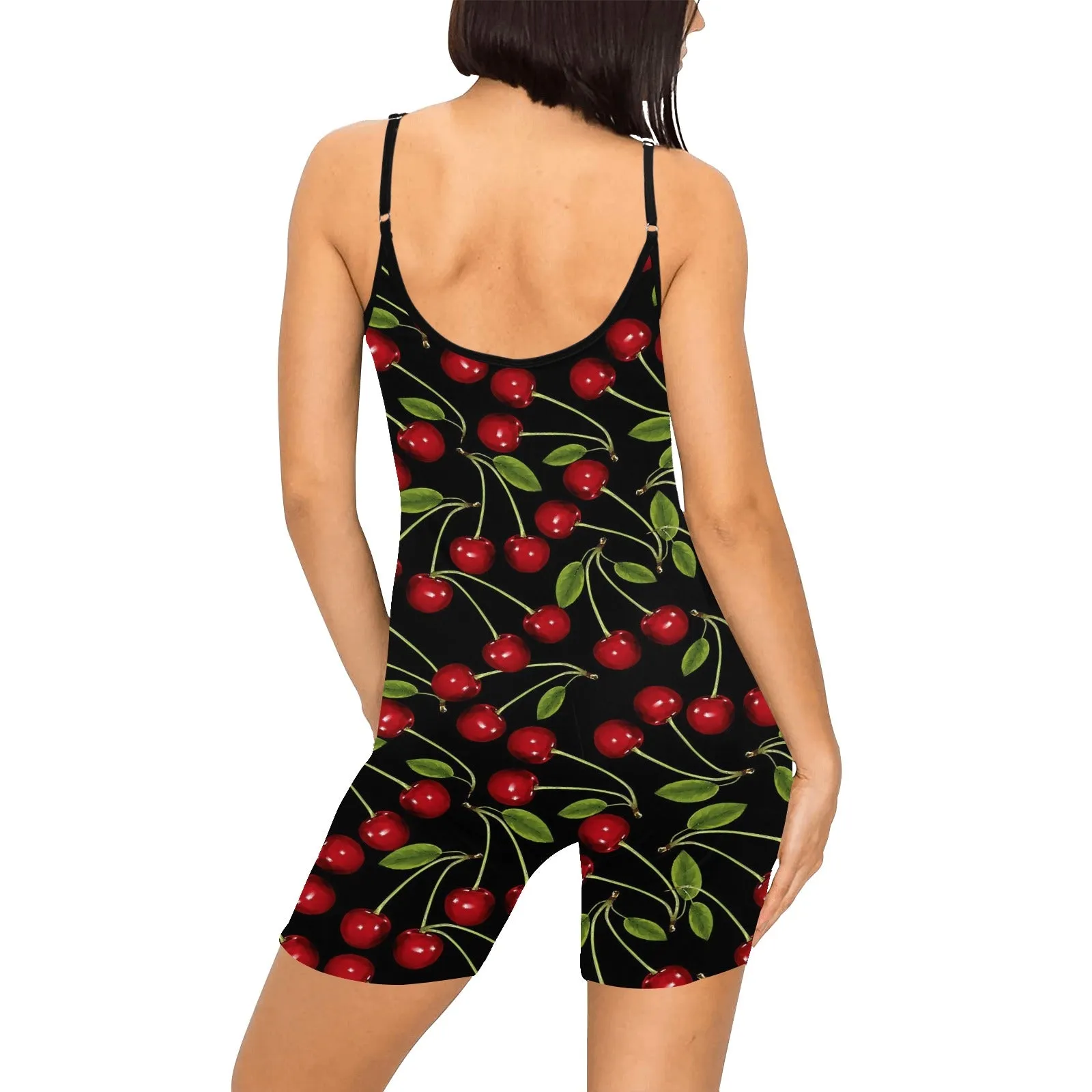 CHERRY BOMB PRINT 3 Women's Short Yoga Bodysuit