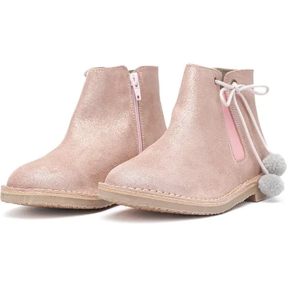 Childrenchic PomPom Chelsea Boots, Pink