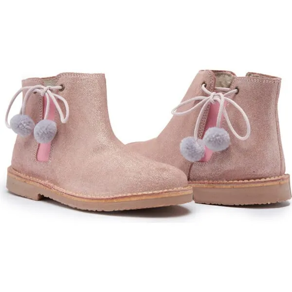 Childrenchic PomPom Chelsea Boots, Pink