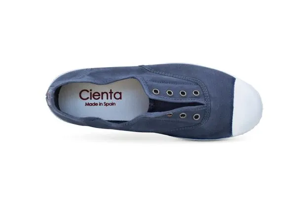 Cienta Kids Washed Navy Slip On Sneaker