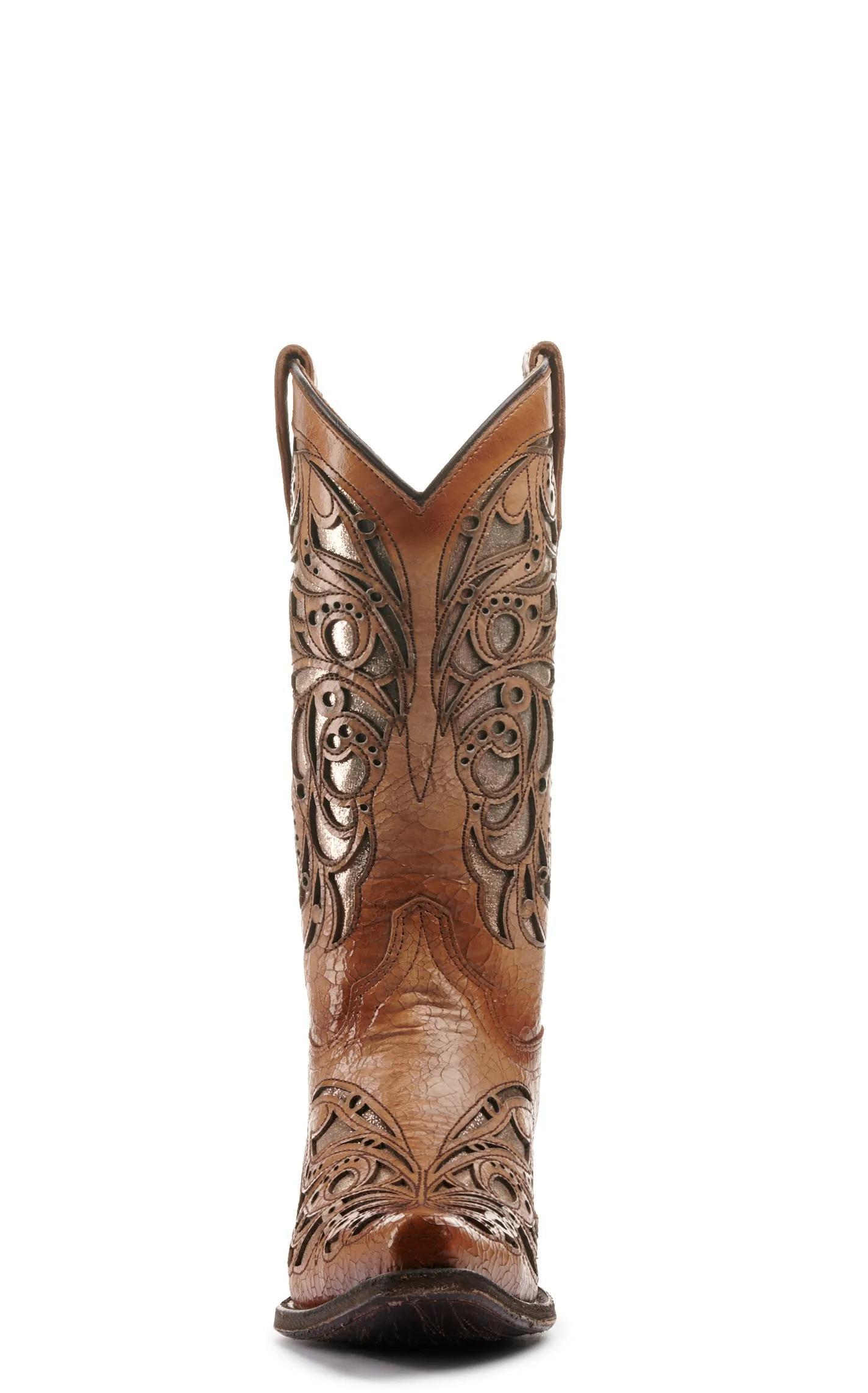 Corral Girl's Tan and Beige Inlay Snip Toe Cowboy Boots