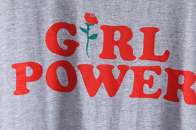 Cotton Girl Power Casual Letter Print Feminism Tee T-Shirt for Women