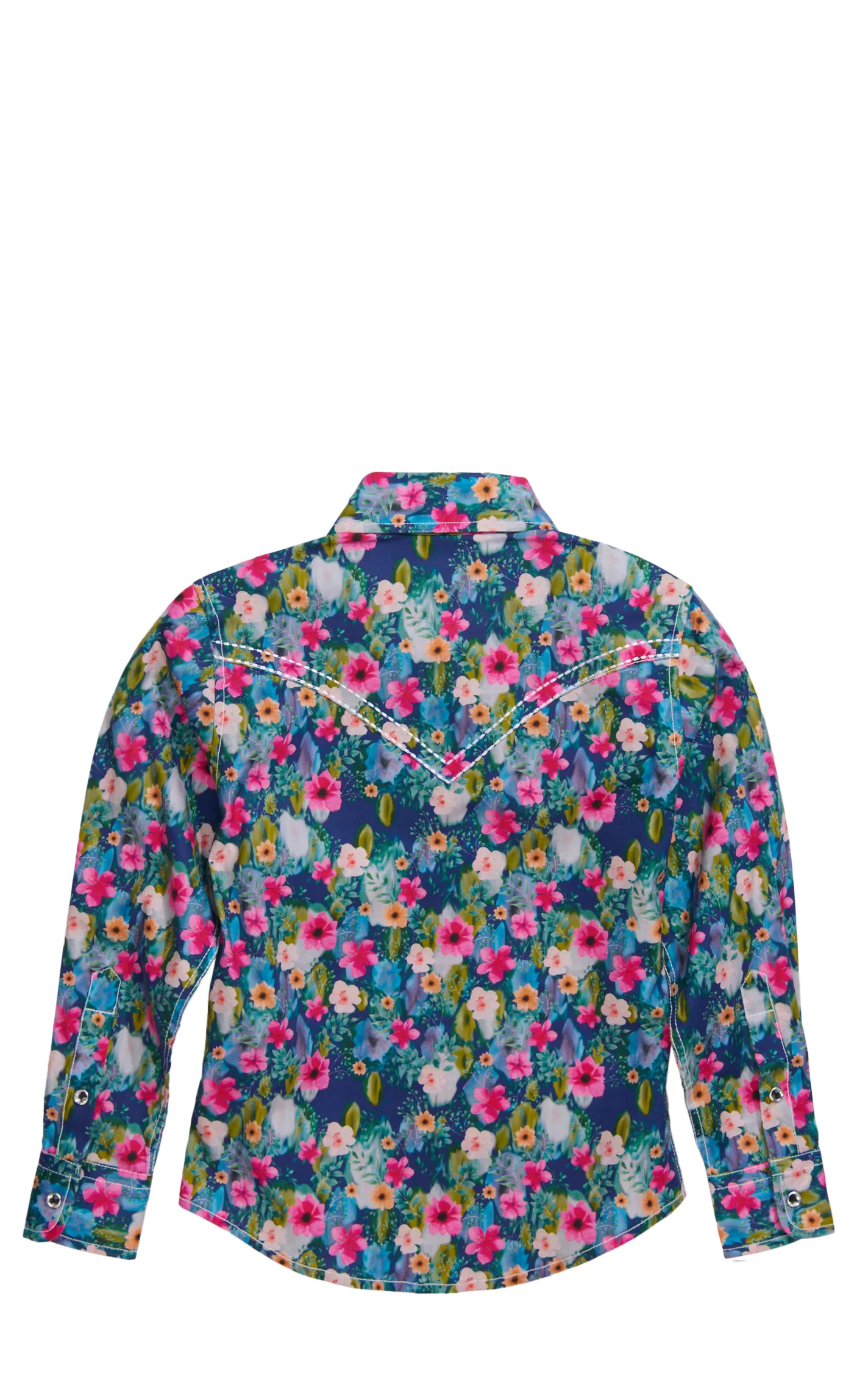 Cowgirl Hardware Girl's Blue & Colorful Floral Print Western Shirt