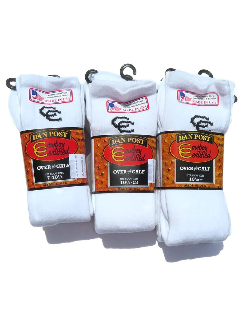 Dan Post DPCBC Mens Over The Calf Cowboy Socks White